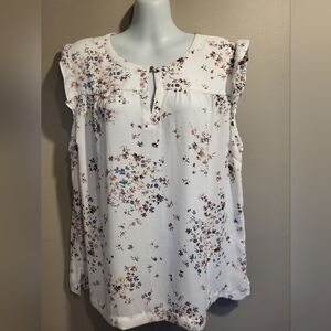 Reitmans White Floral Blouse, Size XL